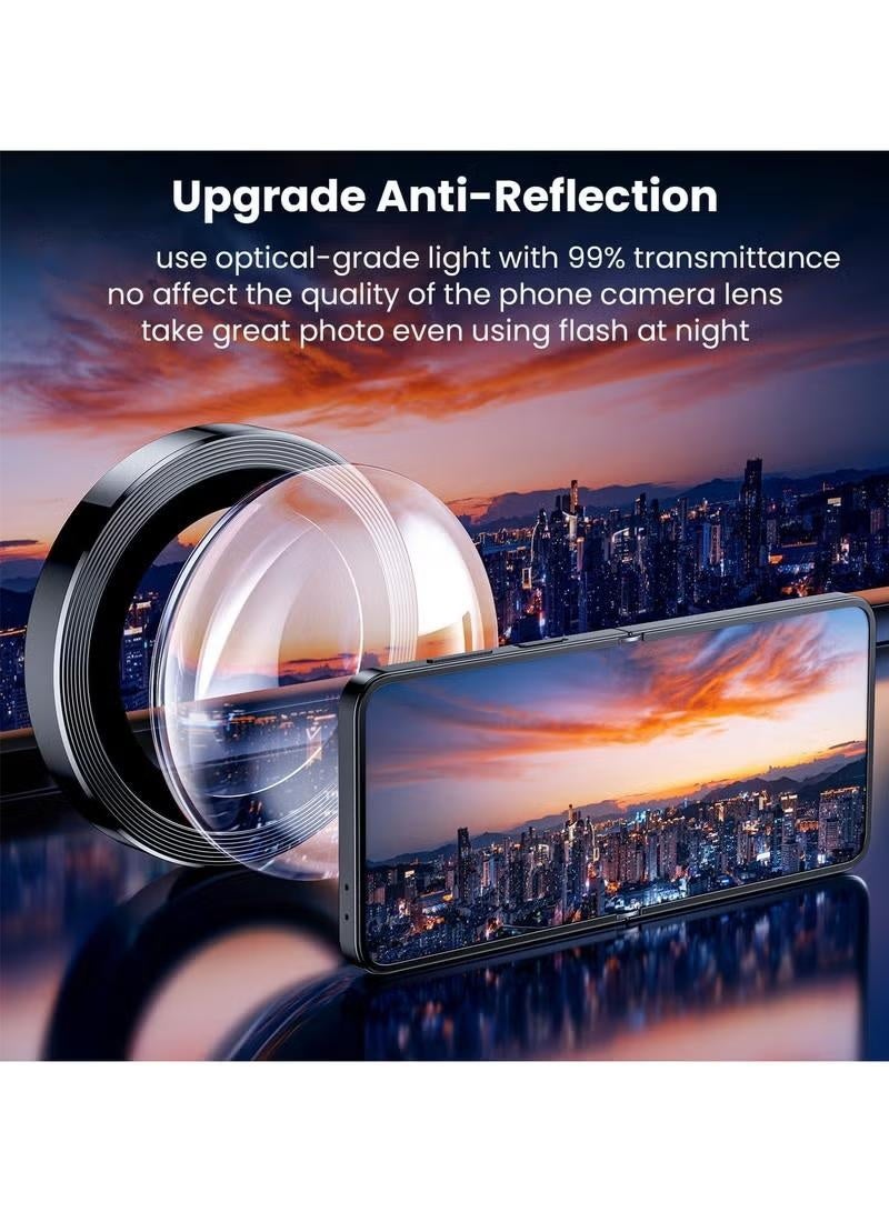 Camera Lens Protector for Galaxy Z Flip 6 2024, Scratch Resistant, Hardened Metal Ring Hardness Glass, Individual Tempered Glass Camera Screen Protector Metal Ring Lens Cover for Samsung Galaxy Z Flip 6 , Easy to Fit 1 Set (Black) - Image 2
