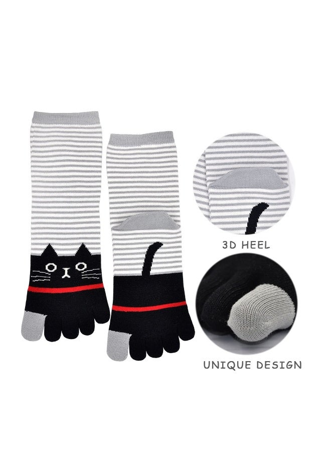 5 Pack Cartoon Fashion Five Finger Socks, Colorful Cotton Five Finger Socks, Athletic Running Toe Socks, Suitable for Ladies - Image 5