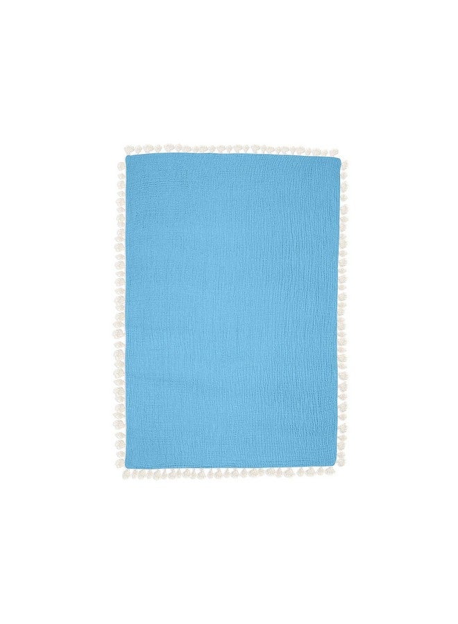 Crane Baby Muslin Swaddle Blanket, Soft Cotton Lightweight Nursery and Stroller Blanket for Baby Boys & Girls, Capri Blue, 30" x 40" - Image 5
