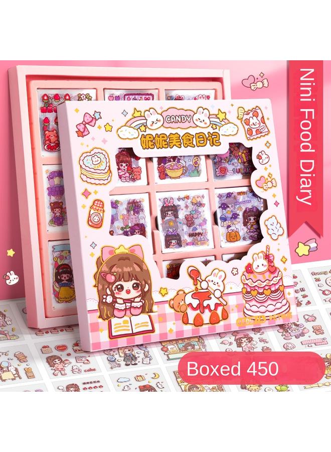 Bluejw Hand Account Sticker Suit Hand Account Sticker Material Gift Box Girl Children Cartoon Decorative Water Cup Sticker Cute Net - Image 1