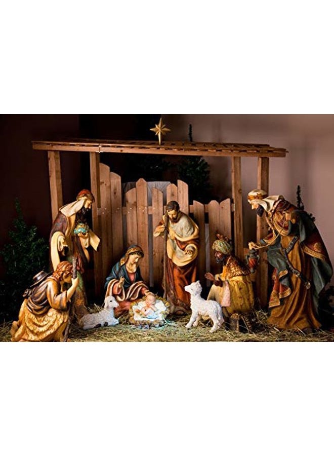 Yeele 6x4ft Birth of Jesus Photography Backdrop Christ Christmas Manger Scene Figurines Virgin Mary Little Sheep Background Pictures Party Banner Decor Portrait Photo Booth Shooting Studio Props - Image 1