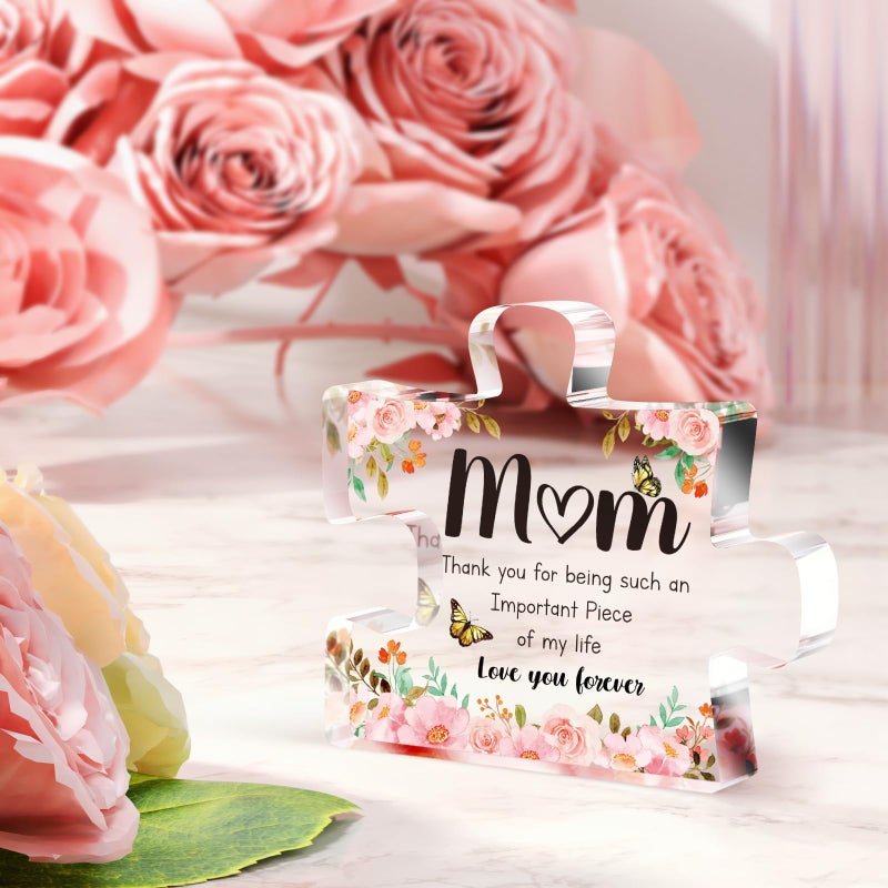 Buioata Gifts for Mom - Delicate Mom Birthday Gifts from Daughter Son - Engraved Acrylic Block Puzzle Piece 3.9 x 3.3 inch - Thanksgiving Mothers Day Birthday Gifts for Mom  Ideas - Image 5