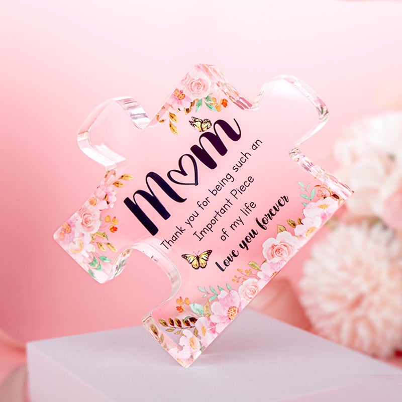 Buioata Gifts for Mom - Delicate Mom Birthday Gifts from Daughter Son - Engraved Acrylic Block Puzzle Piece 3.9 x 3.3 inch - Thanksgiving Mothers Day Birthday Gifts for Mom  Ideas - Image 2