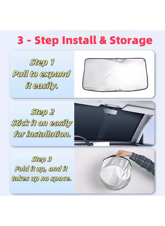 Heavy Duty Reflective Thermal Foldable Car Sunshade 1pc With Storage Bag - Image 3