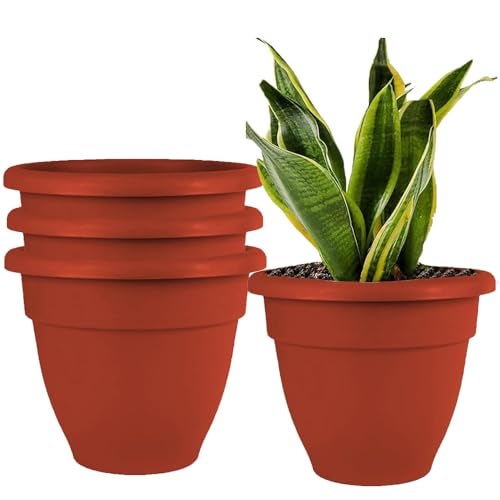 SOUVENIR Imaginea 18 Inch Flower Pots,| Garden Planters for Home Plants | Outdoor Balcony Pots | Plastic Gamla Pots for Indoor and Outdoor Gardening Plant Pots (Pack of 4) - Image 1