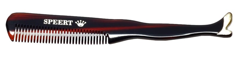 Speert #1619 Handmade Wide Tooth Mustache Comb - Small Tortoise Havana Acetate, Coarse Hair Pocket Sized Grooming Tool, Tangle Free Straightener for Beard Growth and Styling, Wet or Dry Use - Image 1