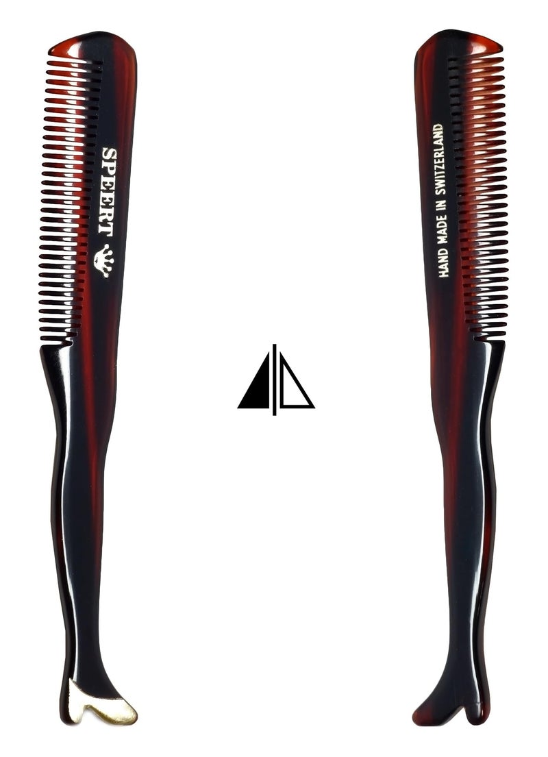 Speert #1619 Handmade Wide Tooth Mustache Comb - Small Tortoise Havana Acetate, Coarse Hair Pocket Sized Grooming Tool, Tangle Free Straightener for Beard Growth and Styling, Wet or Dry Use - Image 5