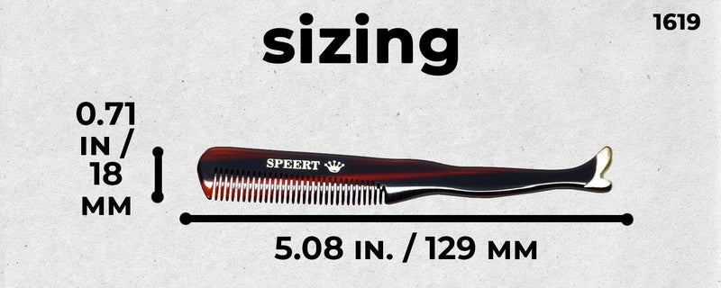 Speert #1619 Handmade Wide Tooth Mustache Comb - Small Tortoise Havana Acetate, Coarse Hair Pocket Sized Grooming Tool, Tangle Free Straightener for Beard Growth and Styling, Wet or Dry Use - Image 3