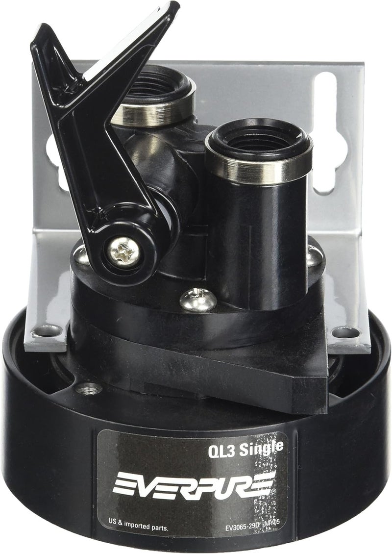 EV9259-14 QL3 Single Filter Head with Bracket, Shut-off valve, and 3/8 inch NPT threads