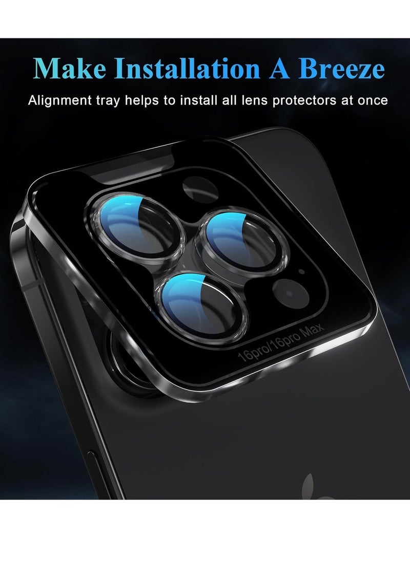 Raxoom Camera Lens Protector for iPhone 16 Pro/Pro Max â€“ Tempered Glass with Metal Frame, 1-Step Installation Tray, Case Friendly, Clear â€“ 2 Pack - Image 5