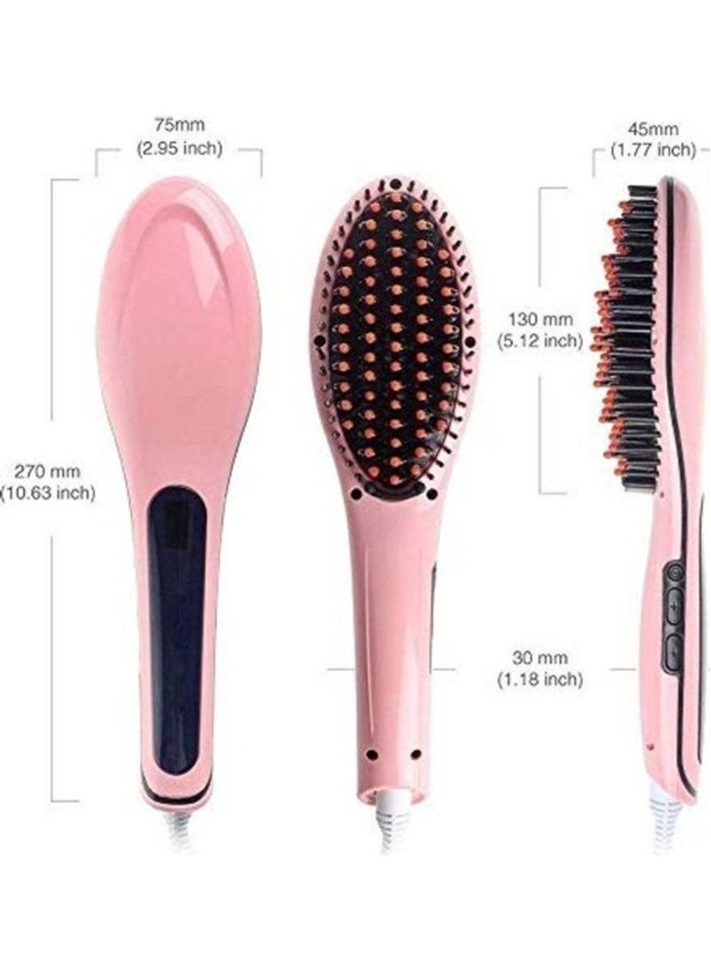 "Fast Hair Straightener Electric Brush with LCD Display – 1 Pack, Stylish Pink Design for Effortless Styling" - Image 5