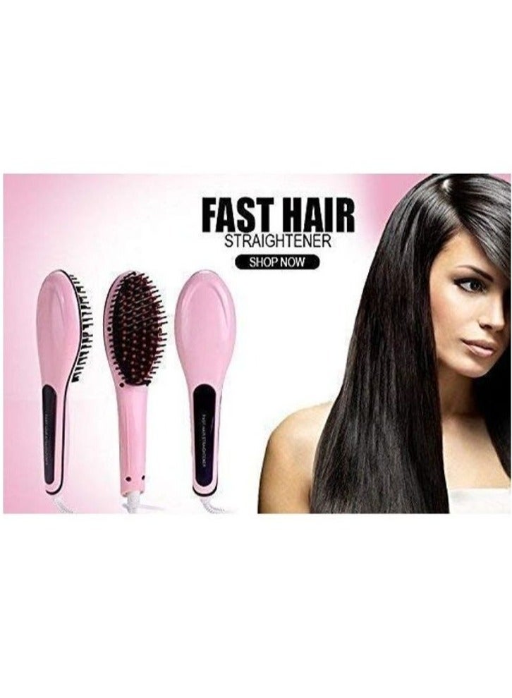 "Fast Hair Straightener Electric Brush with LCD Display – 1 Pack, Stylish Pink Design for Effortless Styling" - Image 4