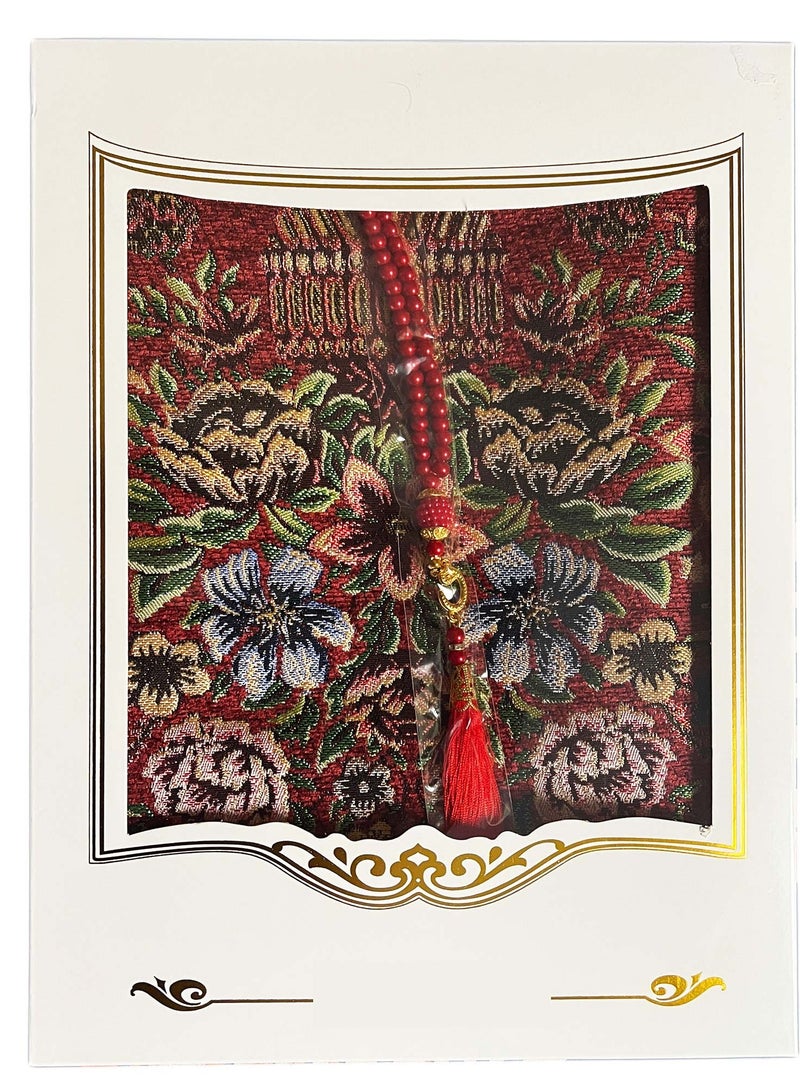 Luxury Prayer Mat with Tasbih – Gift Boxed Janamaz – Soft & Elegant Islamic Prayer Rug  - Image 1