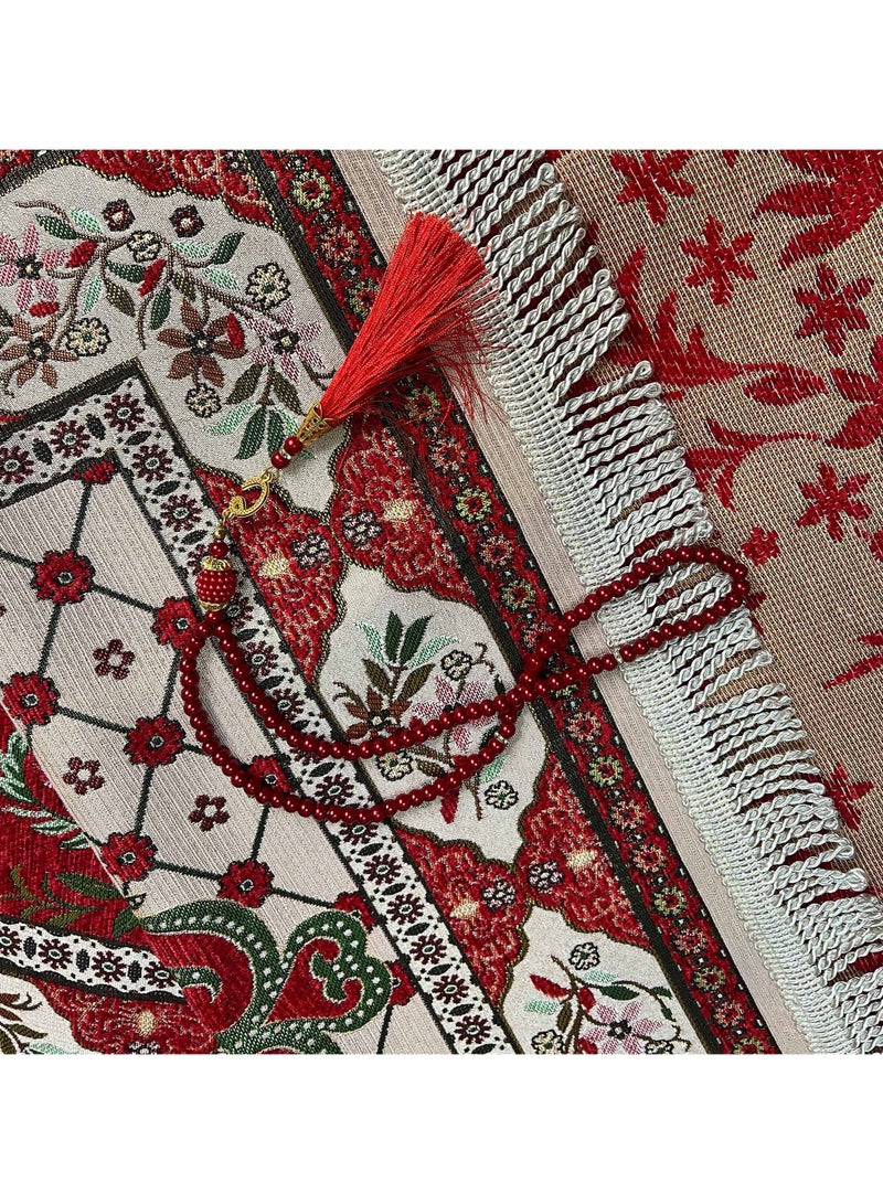 Luxury Prayer Mat with Tasbih – Gift Boxed Janamaz – Soft & Elegant Islamic Prayer Rug  - Image 2