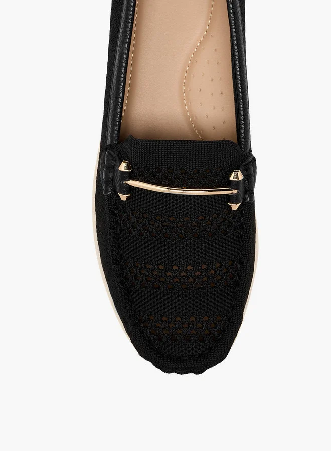 Flora Bella By Shoexpress Metal Accent Slip-On Wedge Heel Loafers