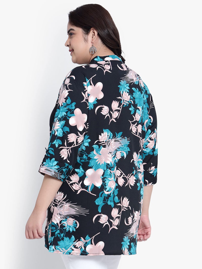 Indietoga Women's Plus Size Casual Tunics (P10001413_Green Floral Printed_6XL) - Image 4