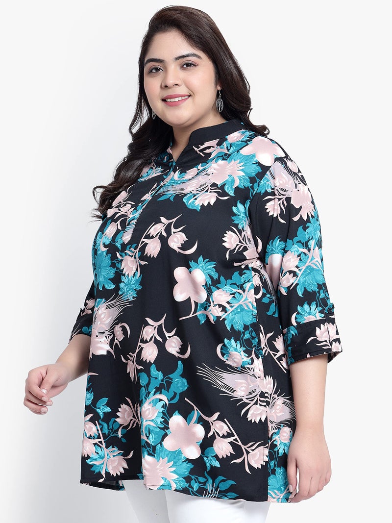 Indietoga Women's Plus Size Casual Tunics (P10001413_Green Floral Printed_6XL) - Image 5