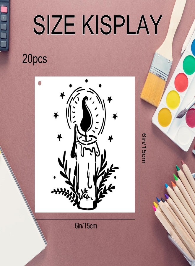 AFRITEE Magic Style Stencils for Painting - 20 Pcs Magic Potion Fairy Crystal Ball Stars Moon Ancient Book Flowers Mushrooms Butterfly DIY Craft Template Paint Stencils for Painting on Wood Wall Home Decor - Image 4