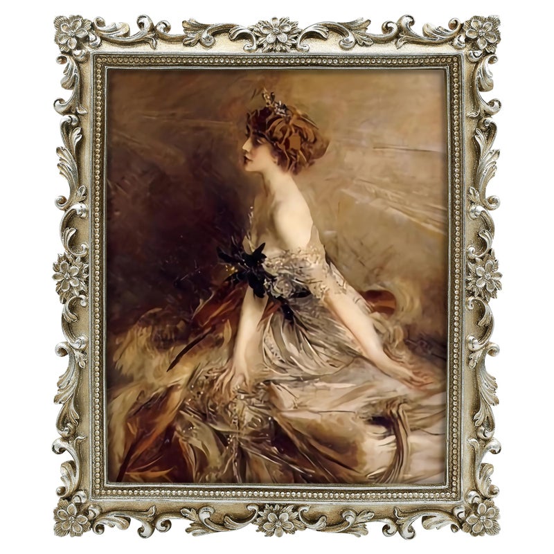 FJXMFRAME Silver Picture Frame 8x10 Vintage Antique for Wall or Tabletop Display Baroque Wedding Frame or Matted to 5x7 Photos - Image 2