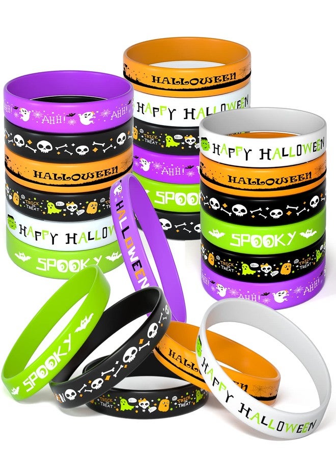 FEPITO 60Pcs Halloween Silicone Wristbands Halloween Party Goodie Bag Filler Trick or Treat Gifts, 6 Styles - Image 1