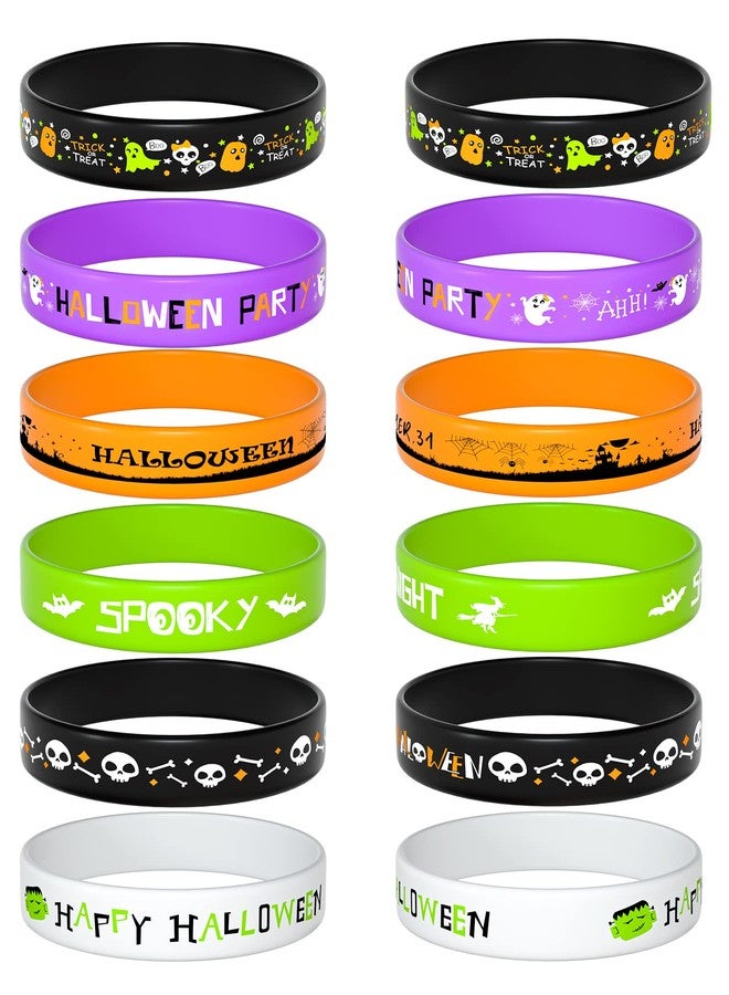 FEPITO 60Pcs Halloween Silicone Wristbands Halloween Party Goodie Bag Filler Trick or Treat Gifts, 6 Styles - Image 2