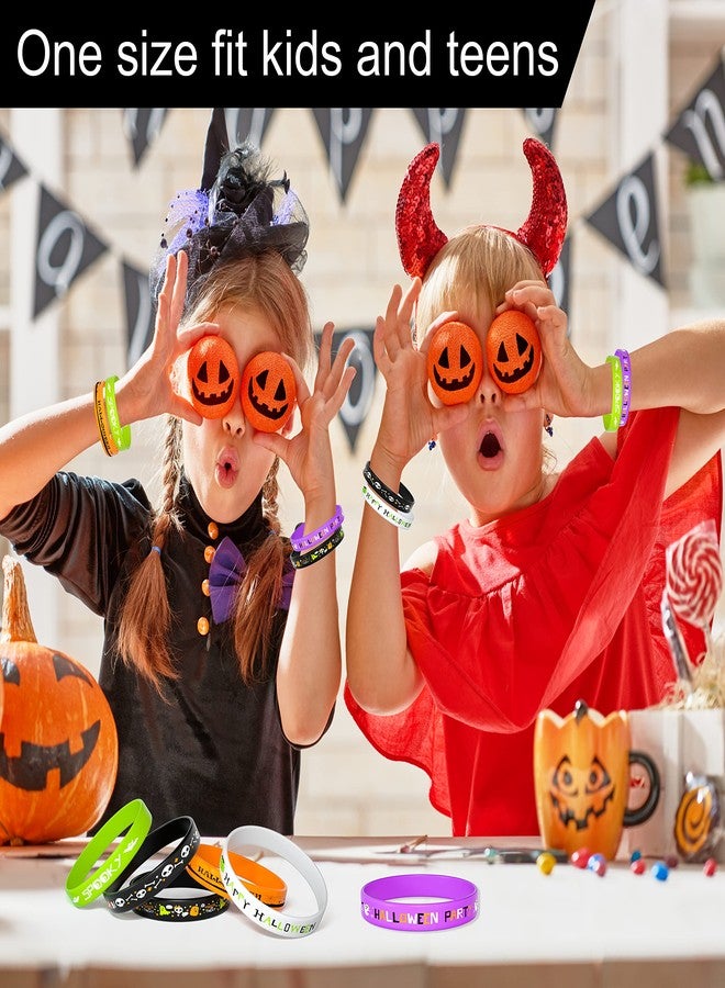FEPITO 60Pcs Halloween Silicone Wristbands Halloween Party Goodie Bag Filler Trick or Treat Gifts, 6 Styles - Image 5