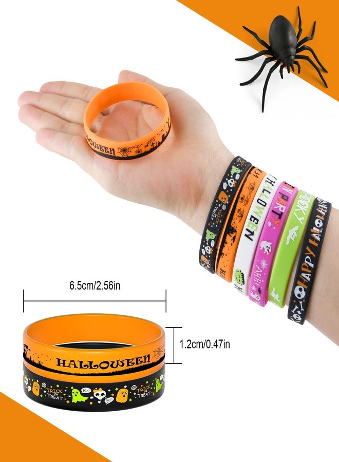 FEPITO 60Pcs Halloween Silicone Wristbands Halloween Party Goodie Bag Filler Trick or Treat Gifts, 6 Styles - Image 3