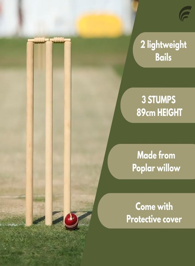 Frixan Cricket Stumps, Wooden Set of 3 with Bails and Cover Bag, Standard Size 89cm, Wood Cricket Wickets - Image 5