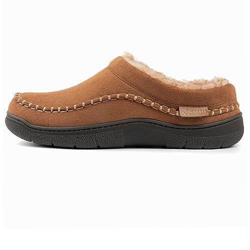 Zigzagger Men's Slip On Moccasin Slippers, Indoor/Outdoor Warm Fuzzy My Pillow Comfy House Shoes, Fluffy Wide Loafer Slippers,Tan,9-10 D(M) US - Image 4