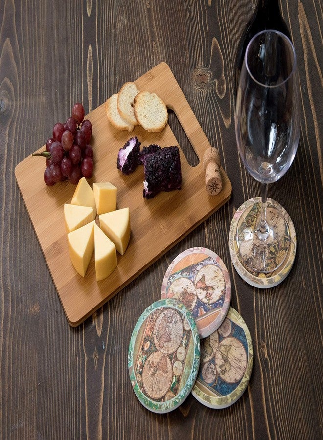 CoasterStone Absorbent Stone Coasters Vintage Old World Maps, Traditional Decor, 4-1/4-Inch - Image 3