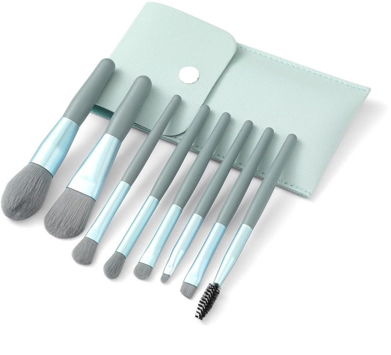 URBANMAC Makeup Brush Set 8PCS Mini With Storage (Blue Gray) - Image 5