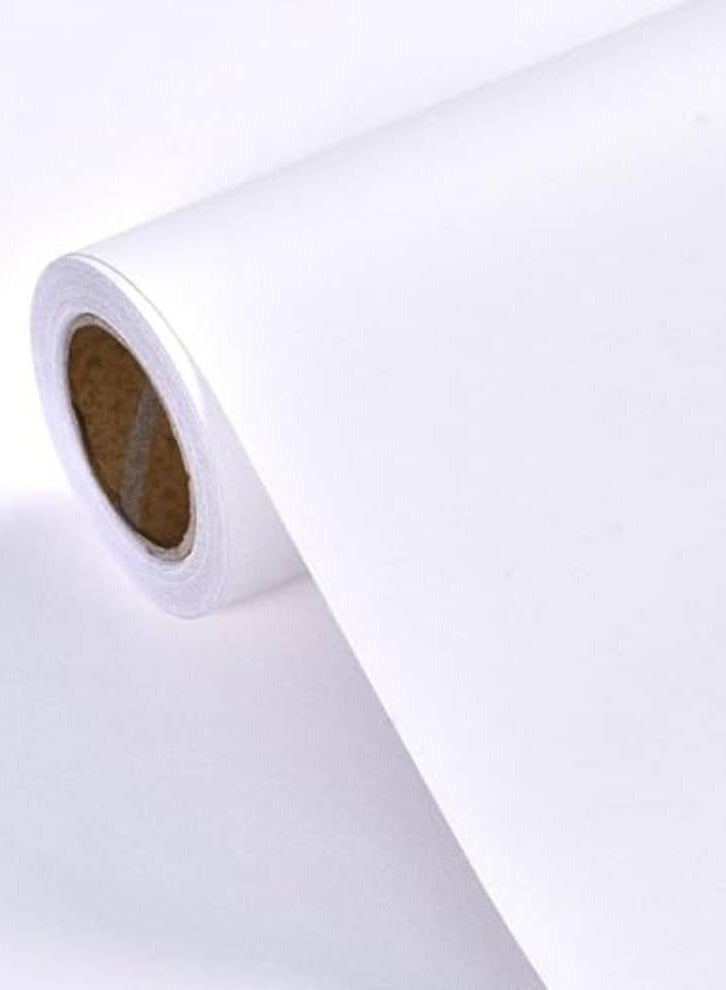 مخطوطات ورق جدران ذاتي اللصق من الفينيل PVC اللامع المقاوم للماء، مقاوم للزيوت، ورق فينيل رخامي لسطح غطاء الأثاث، سطح الطاولة، المطبخ، بطانة الرف أبيض (40 × 100 سم)  - Image 1
