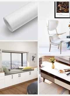 Scrolls Self Adhesive Wallpaper Waterproof Gloss PVC Vinyl, Oil Proof,Marble Vinyl Paper for Furniture Cover Surface,Countertop,Kitchen,Shelf Liner White (40x100cm)  - Image 2