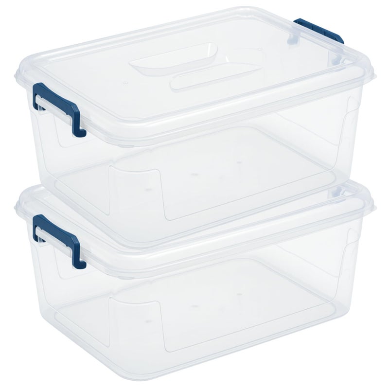 Tribello Plastic Storage Bins with Lids, Clear Stackable Storage Containers - 16 Qt - 2 Pack - Image 1