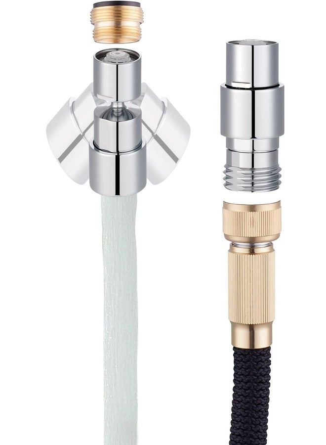 Hibbent 2 in 1 Faucet Aerator with Adapter, Connect to Garden Hose/Other 3/4 Inch Thread Hose, Big Angle Swivel Kitchen Sink Faucet Aerator with Movable Lid to Cover the Thread-Polished Chrome - Image 1