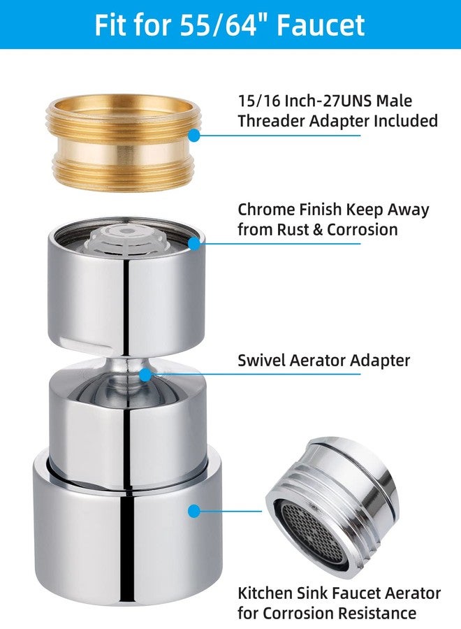 Hibbent 2 in 1 Faucet Aerator with Adapter, Connect to Garden Hose/Other 3/4 Inch Thread Hose, Big Angle Swivel Kitchen Sink Faucet Aerator with Movable Lid to Cover the Thread-Polished Chrome - Image 4