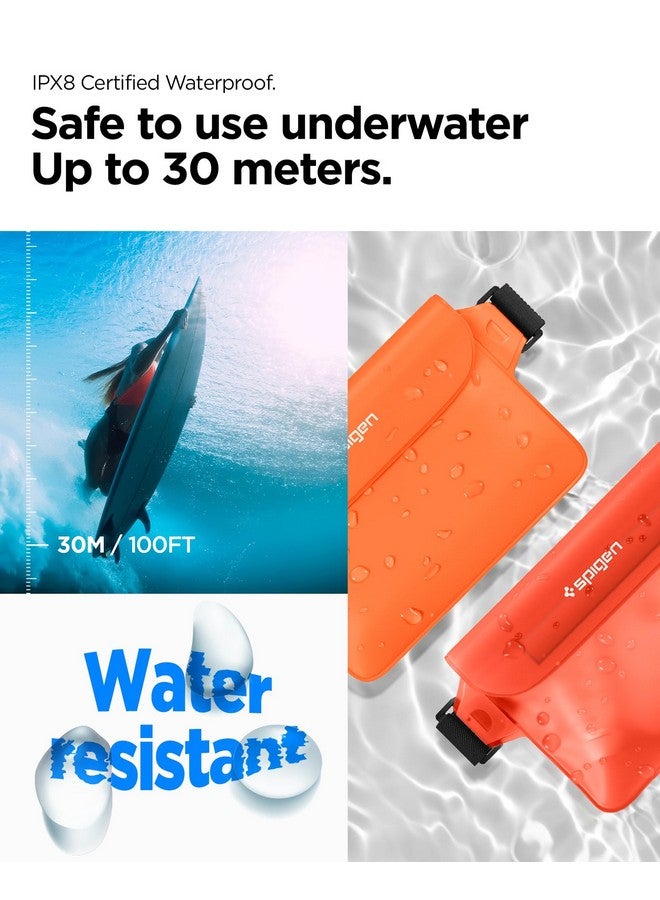 Spigen Waterproof Mobile Pouch (A620) for iPhone, Samsung Galaxy, Google Pixel and All Other Smartphones up to 8.7 Inches, Mobile Waterproof Pouch (IPX8 Certified, Pack of 2) - Sunset Orange - Image 3