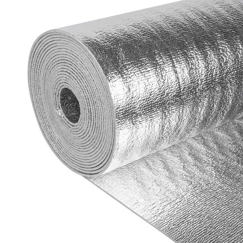 Miuwauer Reflective Insulation Roll 47in x 10Ft 3mm Foam Core Radiant Barrier Double Reflective Aluminum Foil Wrap Insulation Sheet Thermal Shield for Winter RV Window Thermal Cold Insulating Summer Heat - Image 3