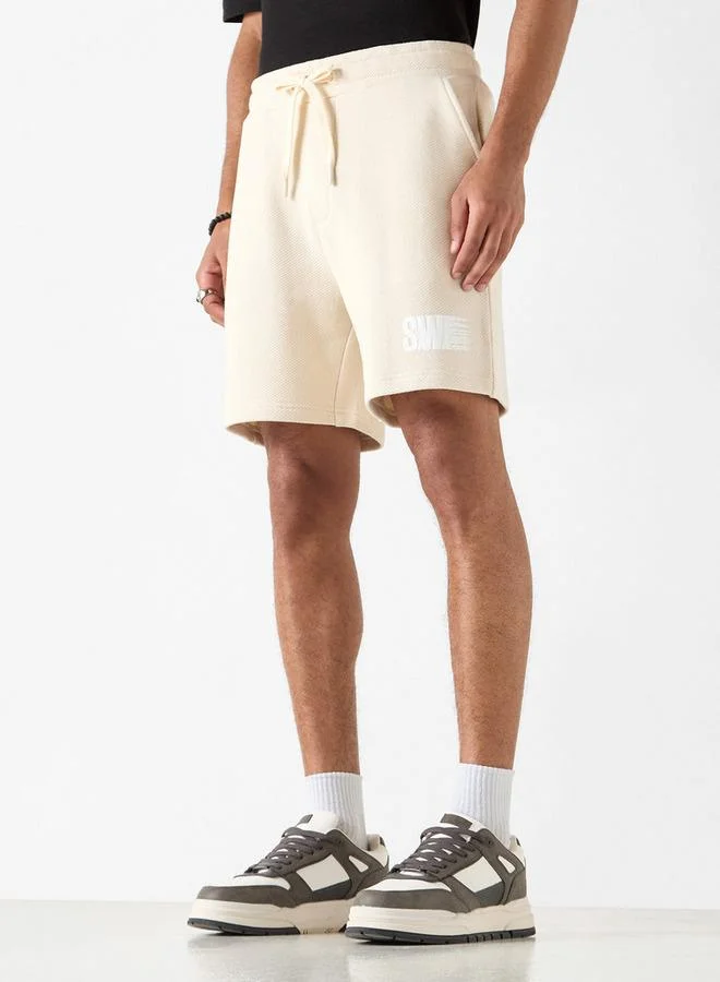 SmileyWorld Detail Regular Fit Shorts with Drawstring Closure
