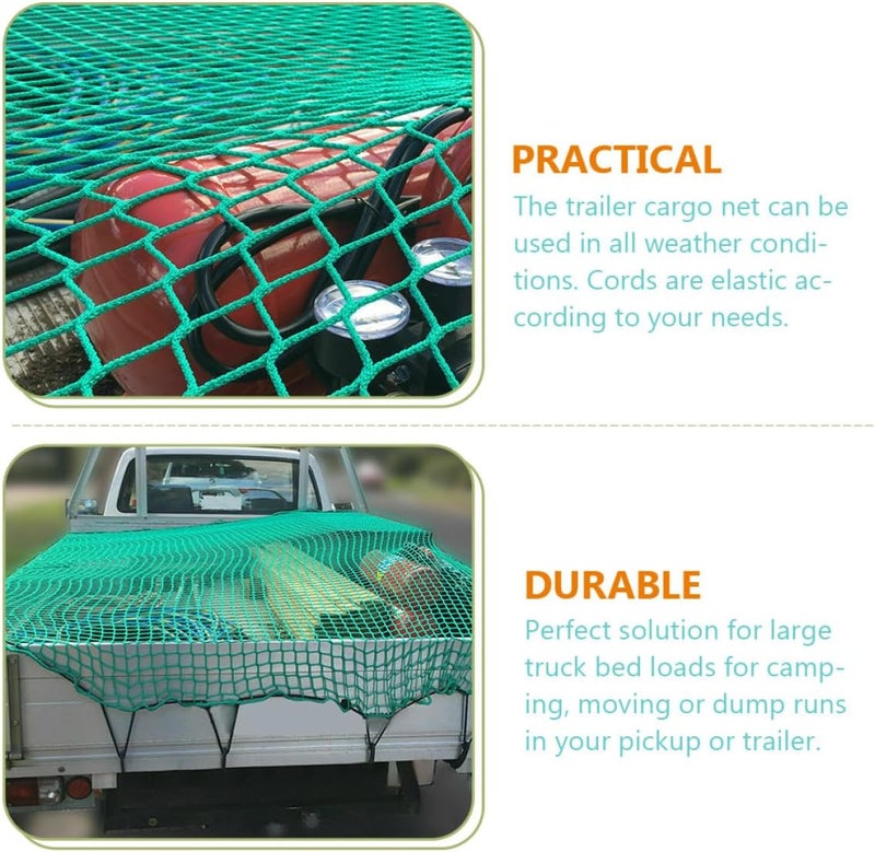 SHERCHPRY Truck Bed Cargo Net with Elastic Bungee Straps and 15 Hooks, 2.5X3.5M Nylon Mesh Cover for Pickup Trucks, Trailers, and Roof Cargo Securing - Image 5