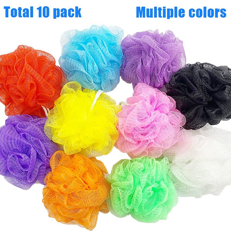 Cshangzei 10 Pcs Bath Loofah Shower,Small Mesh Sponge Pouf Colorful Exfoliating Scrubber for Kids Women Men Body Wash,Random Color - Image 4