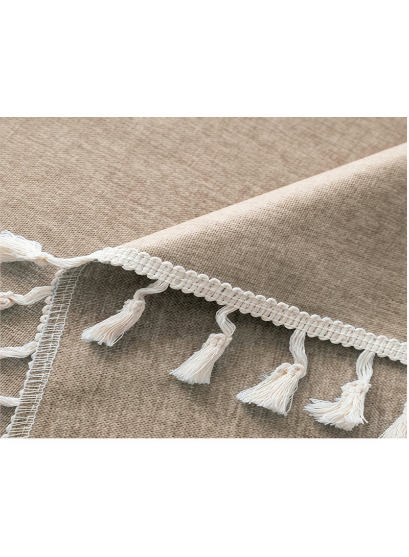 آنا ملاءة طاولة مقاومة للماء والزيوت، سهلة التنظيف، بتصميم مزخرف بحافة من القماش المشابه للكتان 140*220cm - Image 2