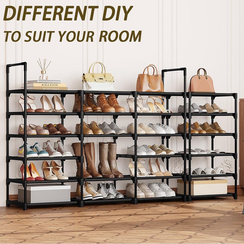 SUOERNUO Shoe Rack Storage Organizer Holds 50-55 Pairs Tall Shelf for Shoes Metal Freestanding Closet Black 9-Tier Non-Woven Dustproof - Image 5