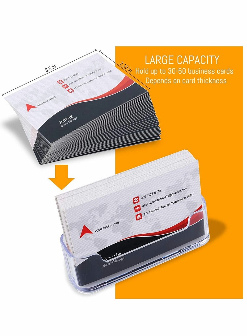 KASTWAVE Card Holder, Business Desk Acrylic Business Card Holder Display Plastic Business Card Stand Desktop Holders for Exhibition, Home & Office, Fits 30-50 Business Card - Image 5