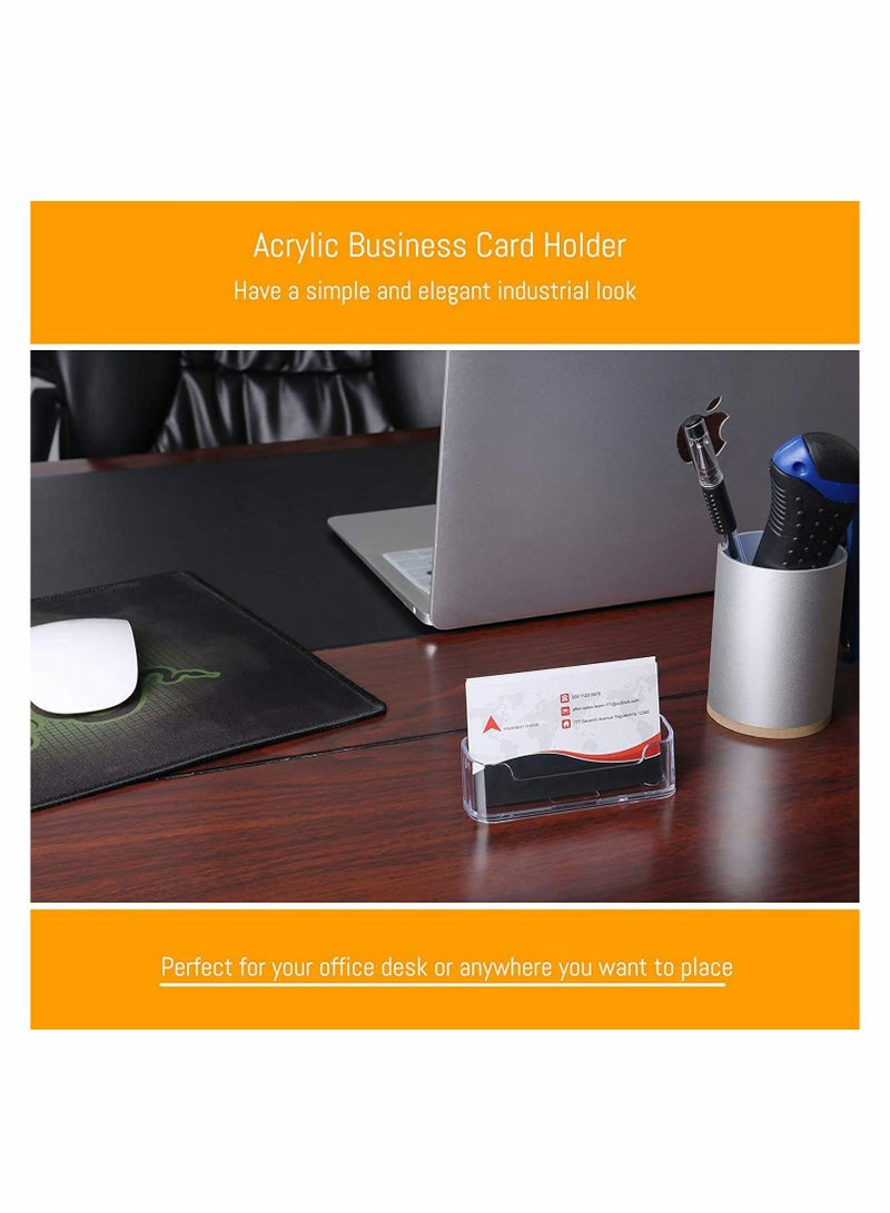 KASTWAVE Card Holder, Business Desk Acrylic Business Card Holder Display Plastic Business Card Stand Desktop Holders for Exhibition, Home & Office, Fits 30-50 Business Card - Image 2