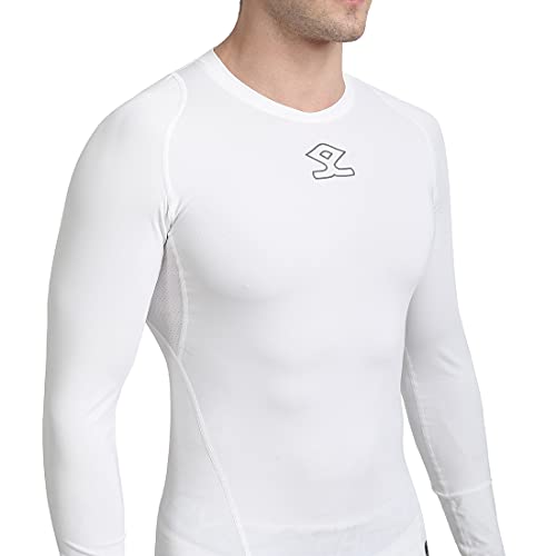 SHREY Intense Compression L/S Top White XL Compression Top Full Sleeve Tights T-Shirt for Sports - Image 3
