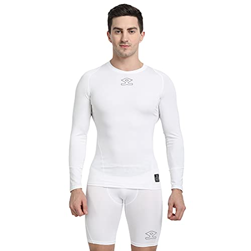 SHREY Intense Compression L/S Top White XL Compression Top Full Sleeve Tights T-Shirt for Sports - Image 1