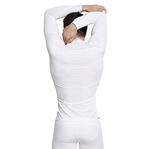 SHREY Intense Compression L/S Top White XL Compression Top Full Sleeve Tights T-Shirt for Sports - Image 2