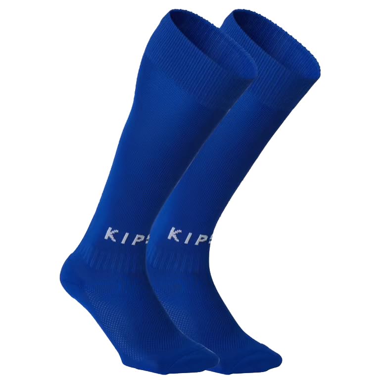 Kipsta Classic Football socks Stockings for Men & Women, Knee Length Stockings, Football Socks, Soccer Sports Running Socks (IN, Alpha, L, BLUE) - Image 1