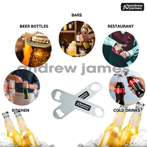 Andrew James Duty Stainless Steel Flat Bottle Opener, Bar Blade, Speed Opener, Beer Bottle Opener for Kitchen, Bar or Restaurant with Free Spinner Rings Heavy | Commercial for Industrial Use - Image 4